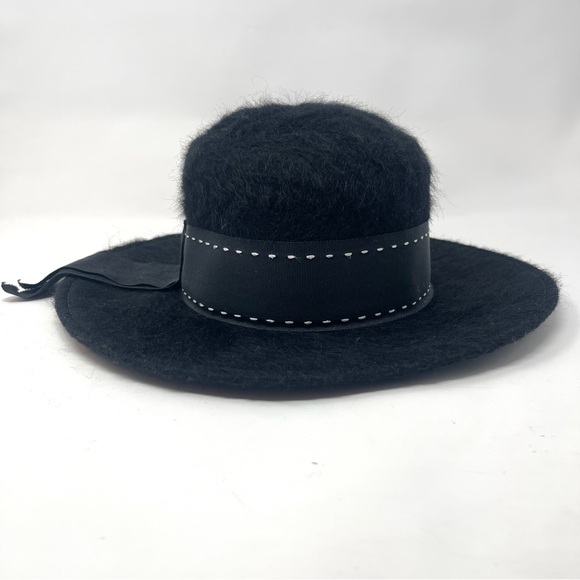 Vintage Mahara Mohair & Wool Wide Brim Hat – Union Made – Black Statement Hat - Picture 6 of 10